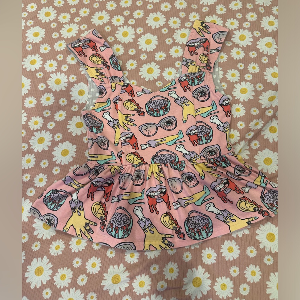 Super Rare Iron Fist Pink Glamour & Guts Peplum crop Top